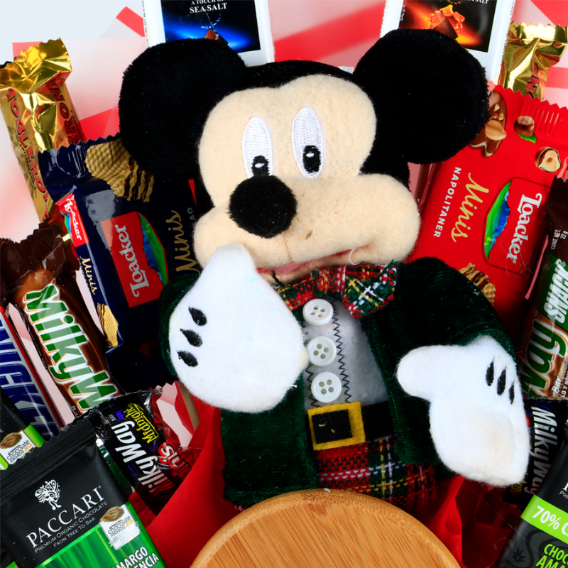 Candy Bouquet with Plush and Mickey Mouse Christmas Mug