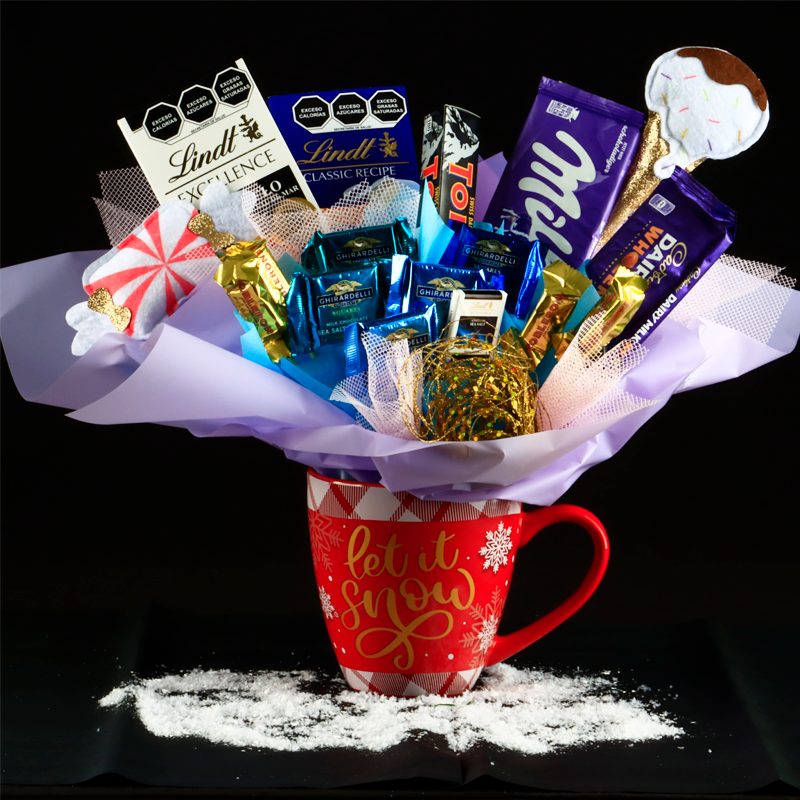 "Let it snow" Candy Bouquets with Imported Chocolate Bars