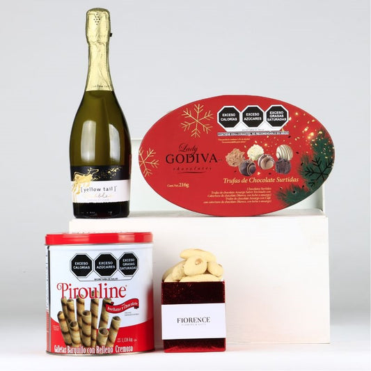 Gift with Yellow Tail Sparkling White Wine and Chocolates