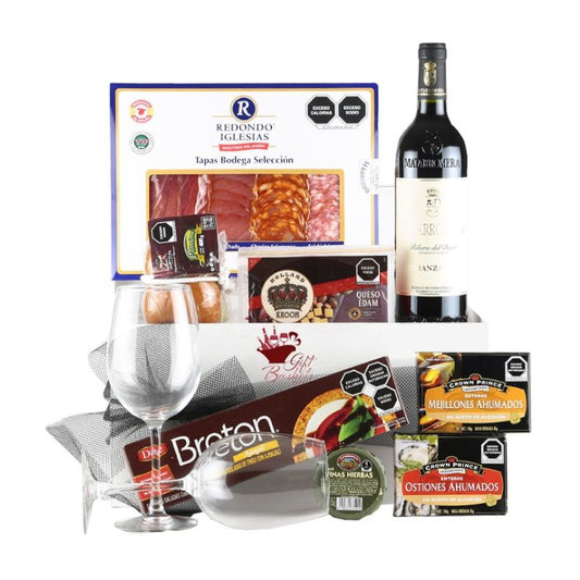 Deluxe Gourmet Gift with Matarromera Wine, Charcuterie, Cheese, Crackers and More