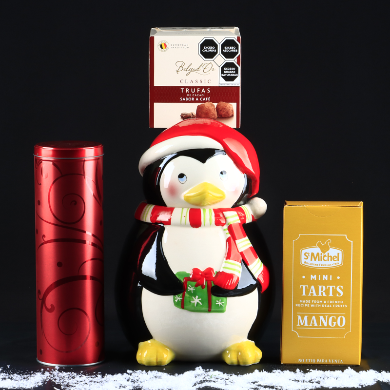 Penguin Ceramic Cookie Jar Gift Set