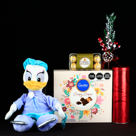 Disney Daisy Duck with Skis, Chocolates and Cookies