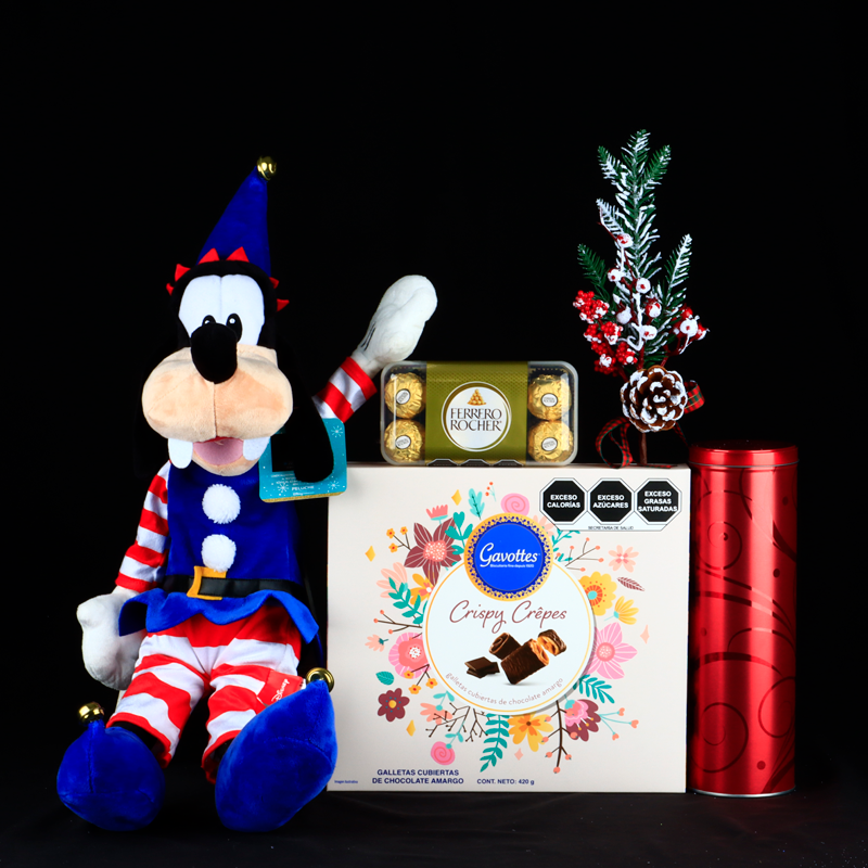 Christmas Goofy Medium Plush with Chocolates and Cookies