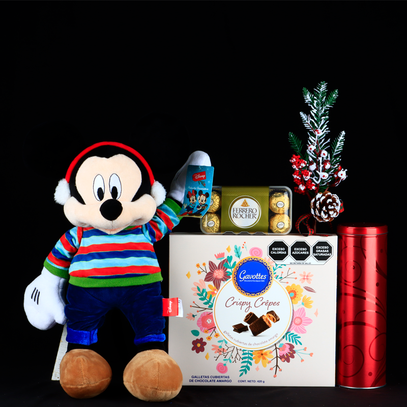 Mickey Mouse with Ear muffs, Cookies and Chocolates