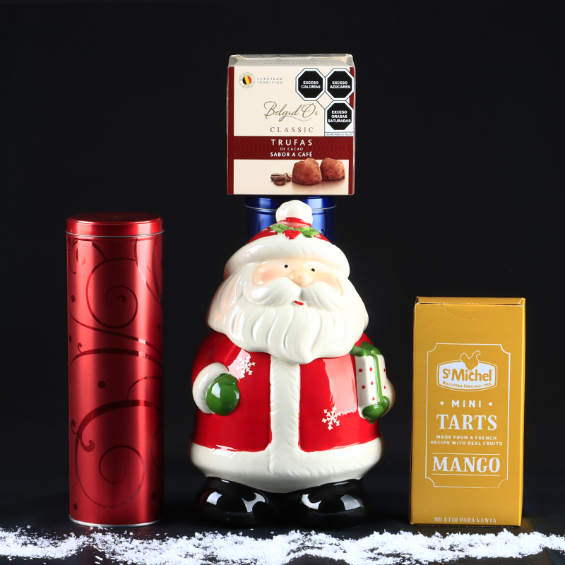 Santa Claus Cookie Jar with Cookies and Truffles