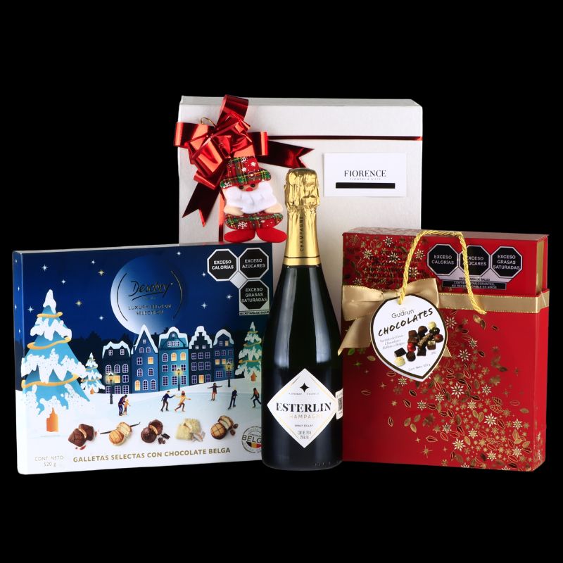 Deluxe Gift with Champagne, Chocolates and Cookies